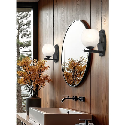 Z-Lite Colette 1 Light Wall Sconce, Matte Black/Feathered White