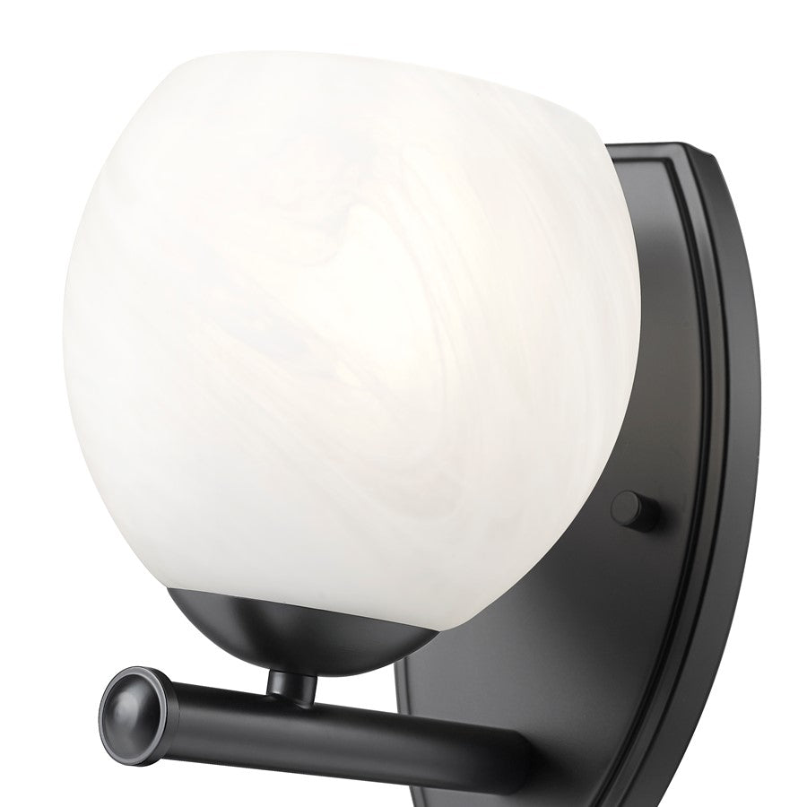 Z-Lite Colette 1 Light Wall Sconce, Matte Black/Feathered White