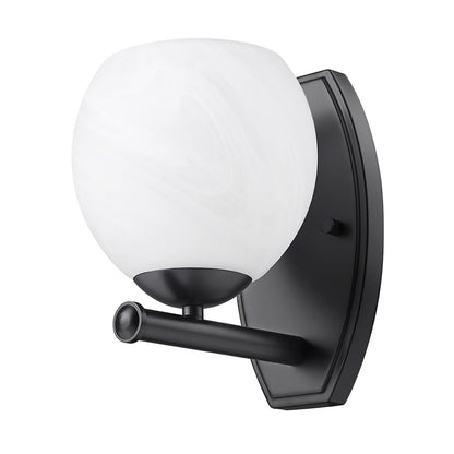 Z-Lite Colette 1 Light Wall Sconce, Matte Black/Feathered White