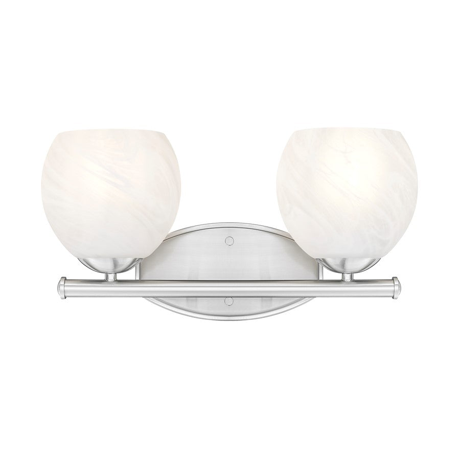 Z-Lite Colette 2 Light Vanity, Brushed Nickel/Feathered White