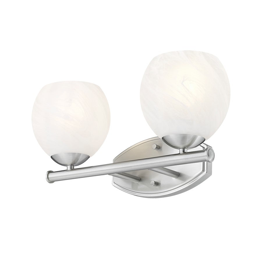 Z-Lite Colette 2 Light Vanity, Brushed Nickel/Feathered White