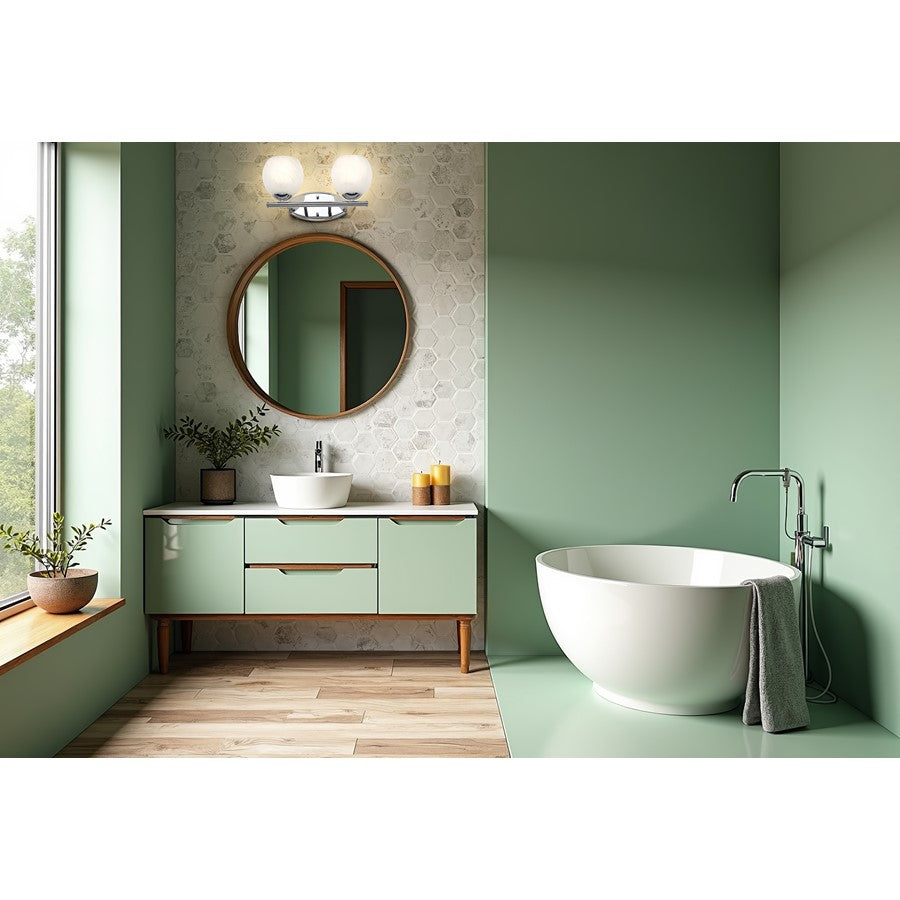 Z-Lite Colette 2 Light Vanity, Chrome /Feathered White