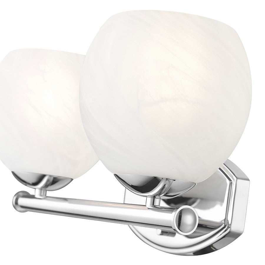 Z-Lite Colette 2 Light Vanity, Chrome /Feathered White