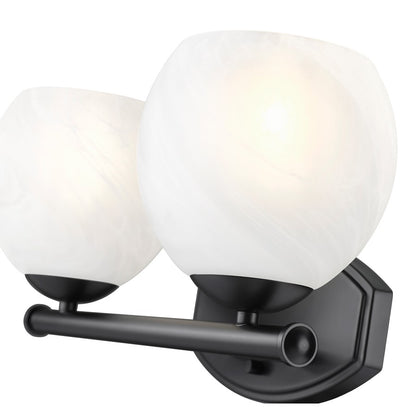 Z-Lite Colette 2 Light Vanity, Matte Black/Feathered White
