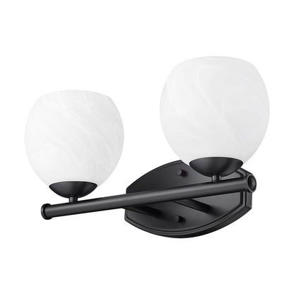 Z-Lite Colette 2 Light Vanity, Matte Black/Feathered White