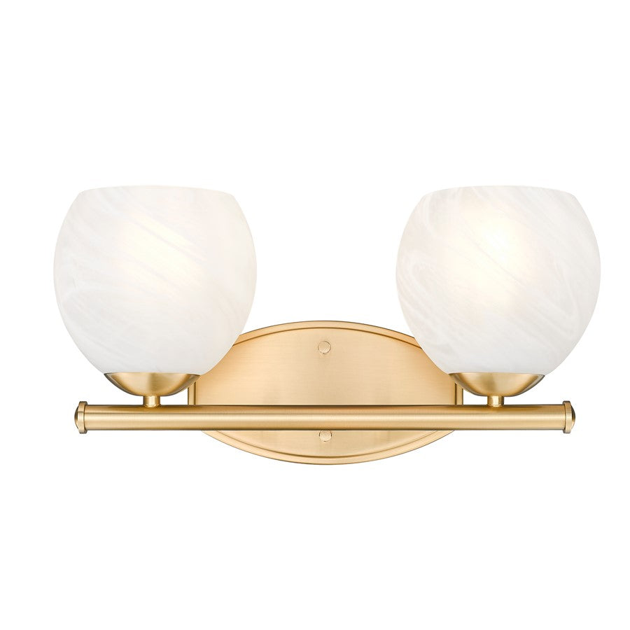 Z-Lite Colette 2 Light Vanity, Modern Gold/Feathered White