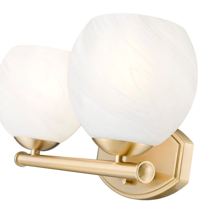 Z-Lite Colette 2 Light Vanity, Modern Gold/Feathered White