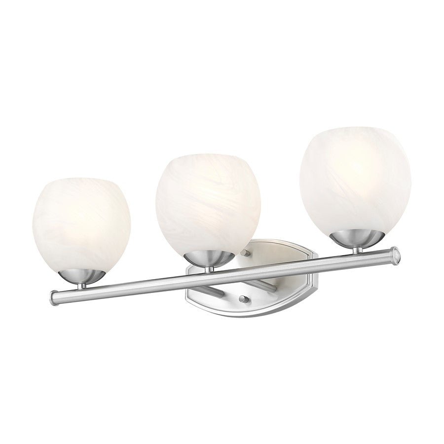 Z-Lite Colette 3 Light Vanity, Brushed Nickel/Feathered White