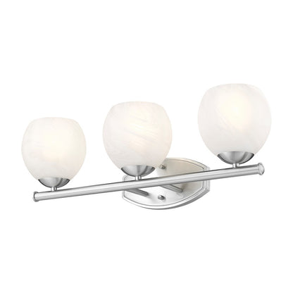 Z-Lite Colette 3 Light Vanity, Brushed Nickel/Feathered White