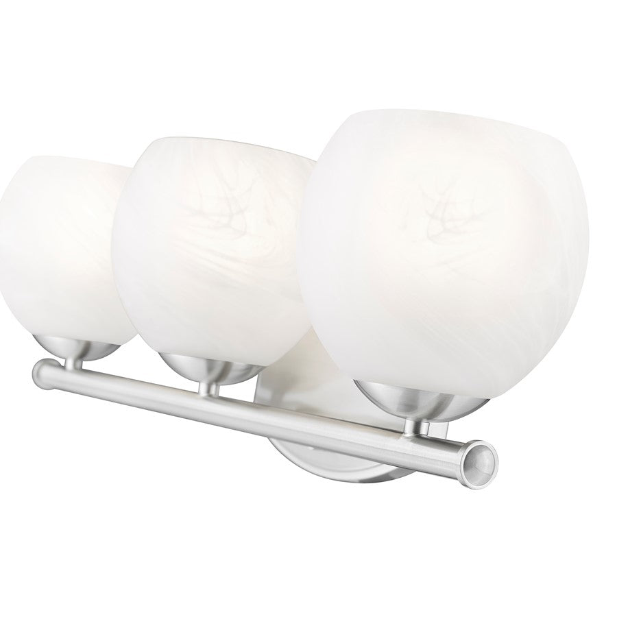 Z-Lite Colette 3 Light Vanity, Brushed Nickel/Feathered White