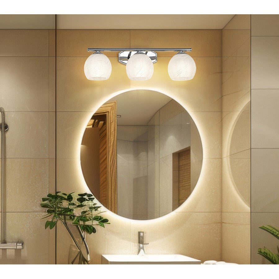 Z-Lite Colette 3 Light Vanity, Chrome /Feathered White