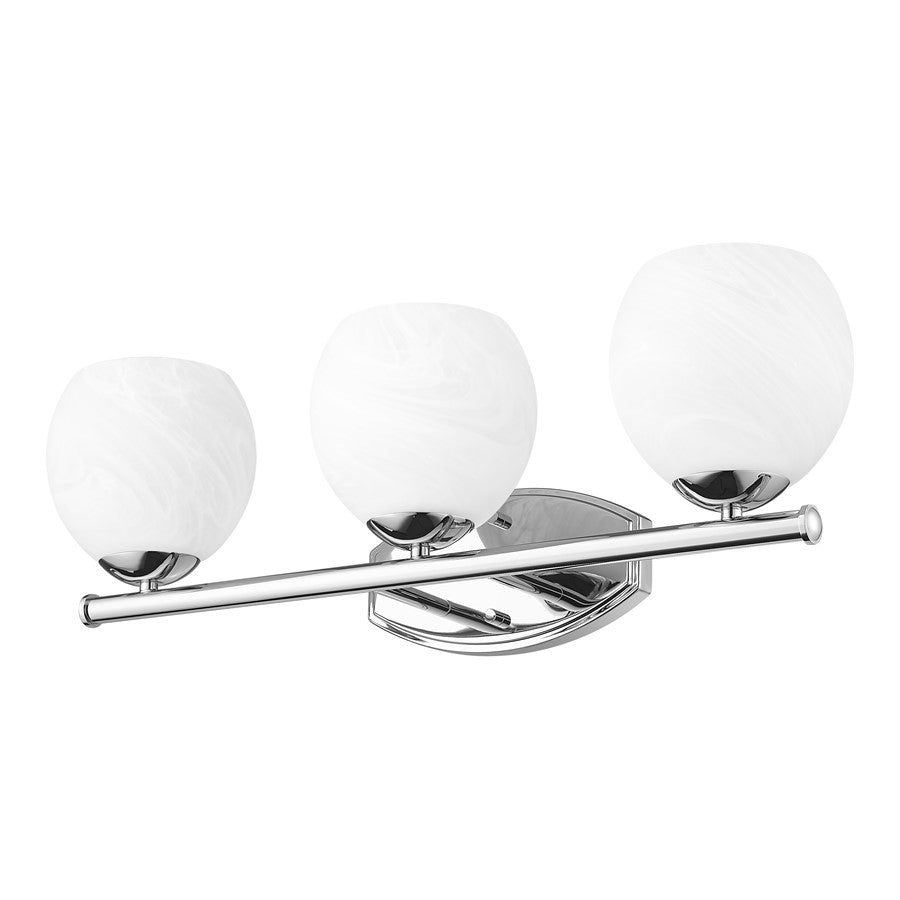 Z-Lite Colette 3 Light Vanity, Chrome /Feathered White