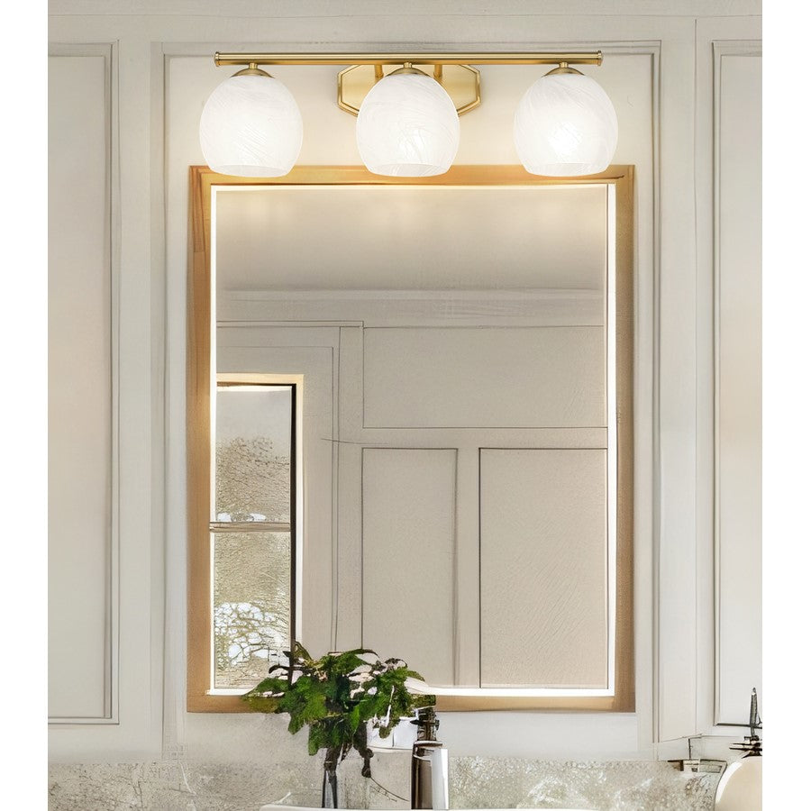 Z-Lite Colette 3 Light Vanity, Modern Gold/Feathered White
