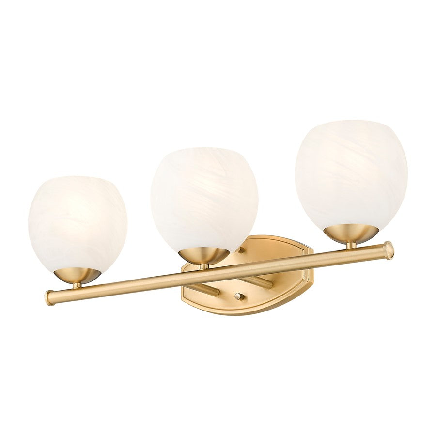Z-Lite Colette 3 Light Vanity, Modern Gold/Feathered White