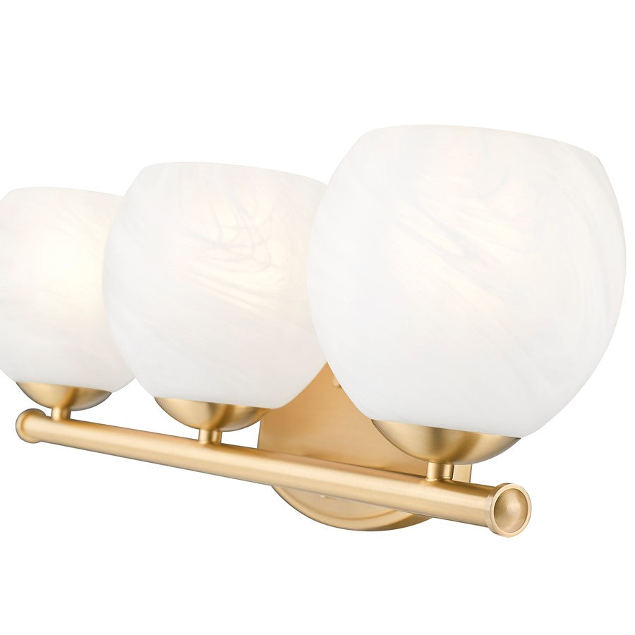 Z-Lite Colette 3 Light Vanity, Modern Gold/Feathered White