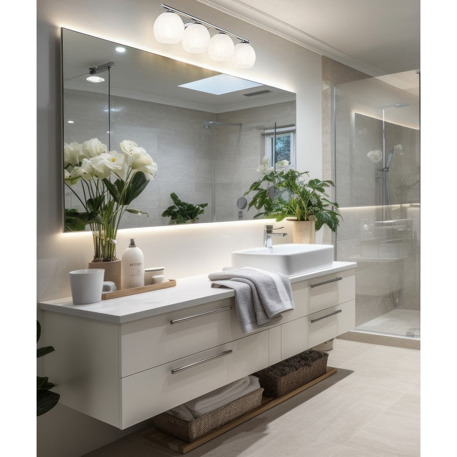 Z-Lite Colette 4 Light Vanity, Chrome /Feathered White