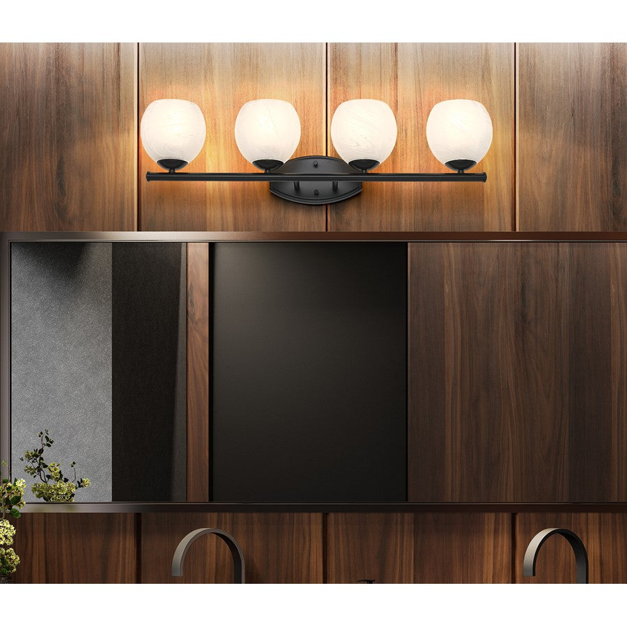 Z-Lite Colette 4 Light Vanity, Matte Black/Feathered White