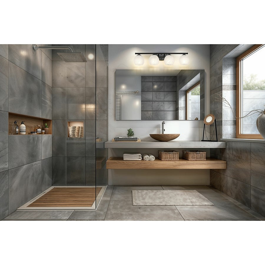 Z-Lite Colette 4 Light Vanity, Matte Black/Feathered White