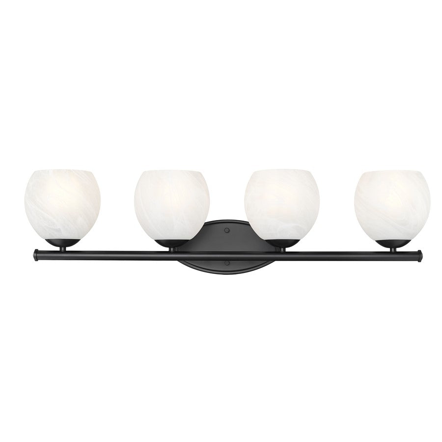 Z-Lite Colette 4 Light Vanity, Matte Black/Feathered White