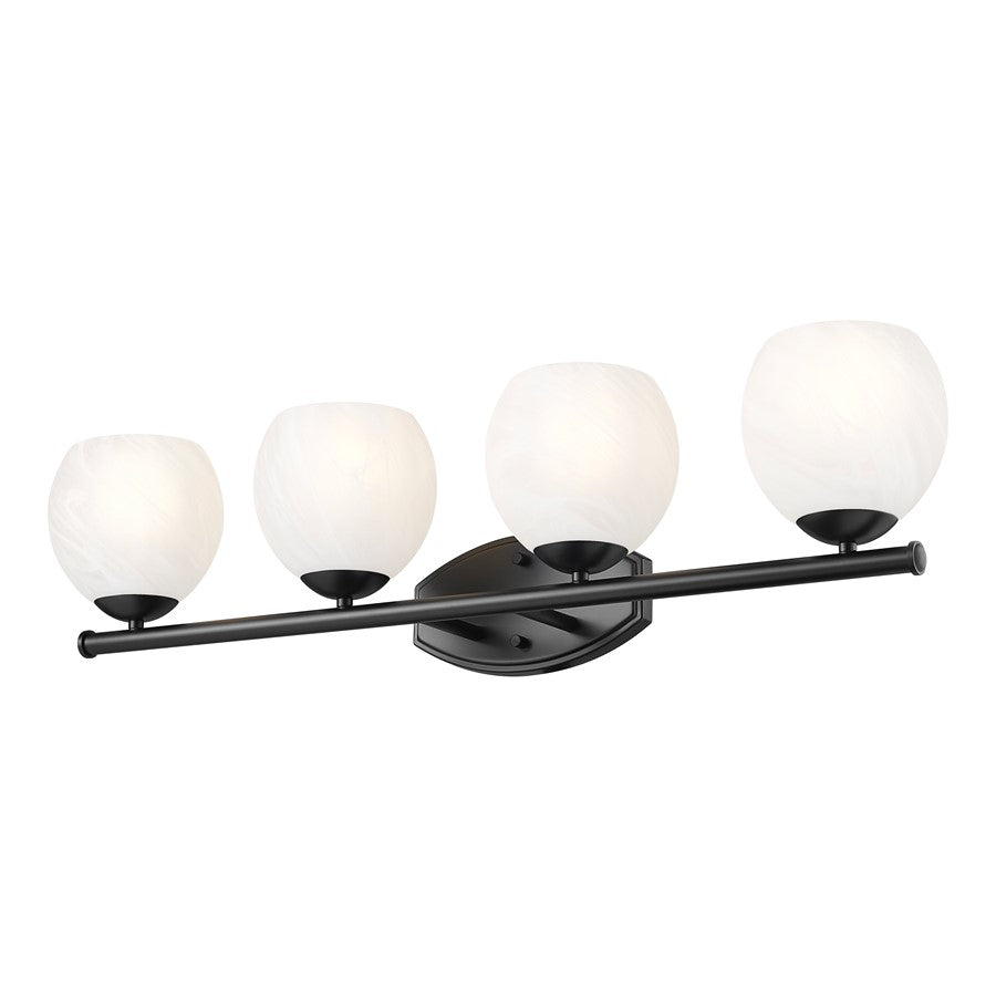 Z-Lite Colette 4 Light Vanity, Matte Black/Feathered White