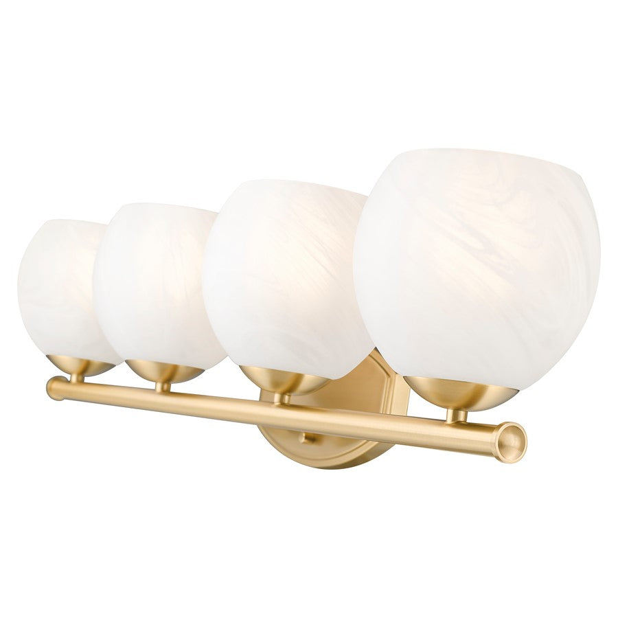 Z-Lite Colette 4 Light Vanity, Modern Gold/Feathered White