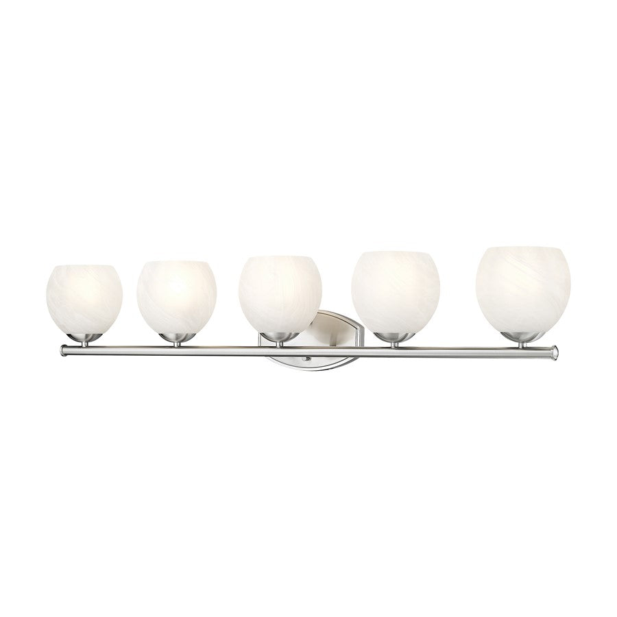 Z-Lite Colette 5 Light Vanity, Brushed Nickel/Feathered White - 1963-5V-BN