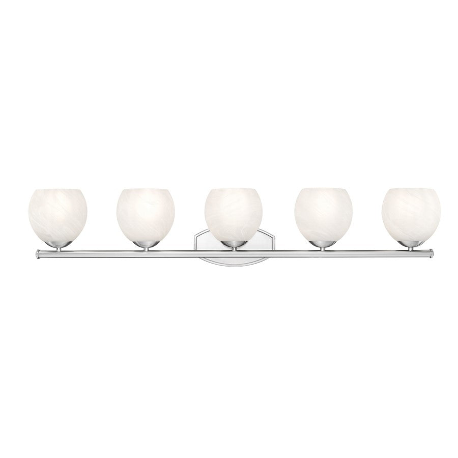 Z-Lite Colette 5 Light Vanity, Brushed Nickel/Feathered White