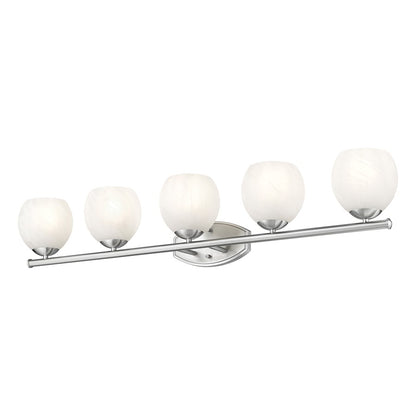 Z-Lite Colette 5 Light Vanity, Brushed Nickel/Feathered White