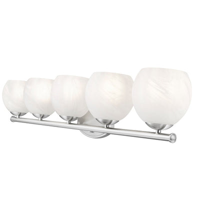 Z-Lite Colette 5 Light Vanity, Brushed Nickel/Feathered White