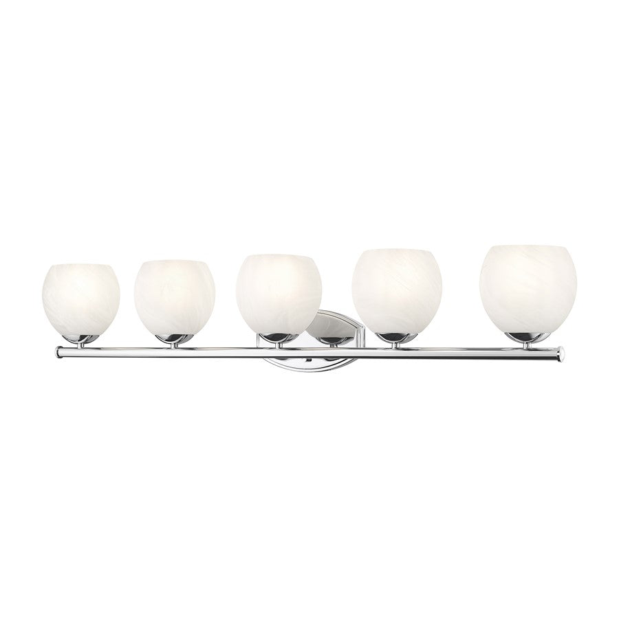 Z-Lite Colette 5 Light Vanity, Chrome /Feathered White - 1963-5V-CH
