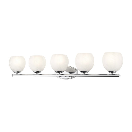 Z-Lite Colette 5 Light Vanity, Chrome /Feathered White - 1963-5V-CH
