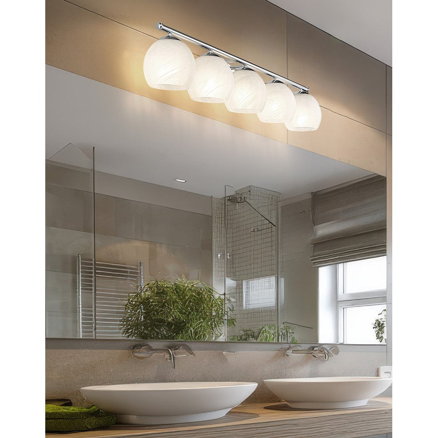 Z-Lite Colette 5 Light Vanity, Chrome /Feathered White