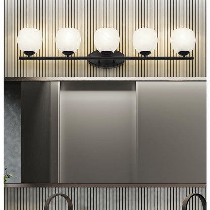 Z-Lite Colette 5 Light Vanity, Matte Black/Feathered White