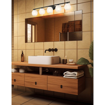 Z-Lite Colette 5 Light Vanity, Matte Black/Feathered White