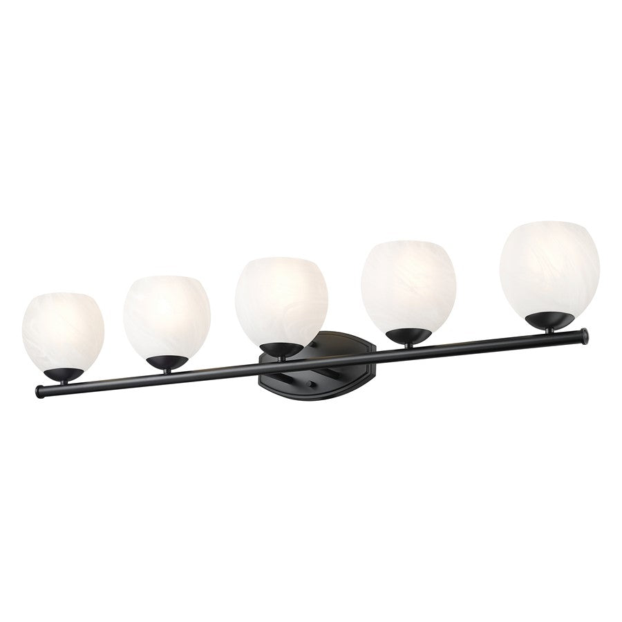 Z-Lite Colette 5 Light Vanity, Matte Black/Feathered White