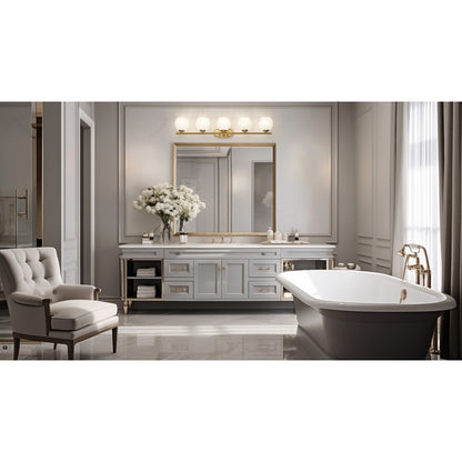 Z-Lite Colette 5 Light Vanity, Modern Gold/Feathered White