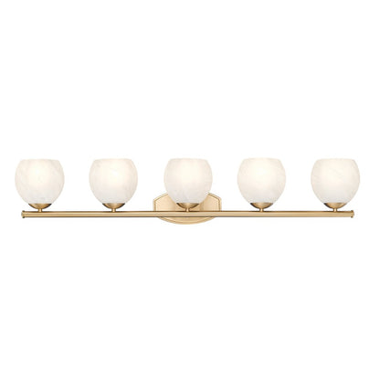 Z-Lite Colette 5 Light Vanity, Modern Gold/Feathered White