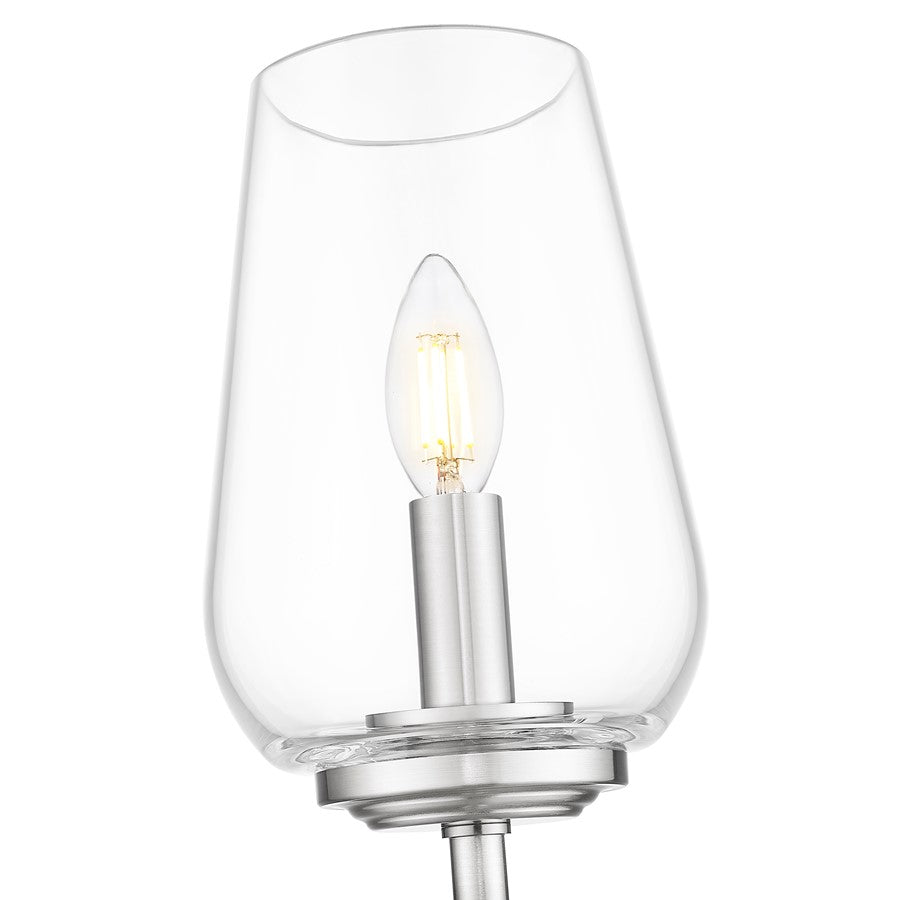 Z-Lite Dominique 1 Light Wall Sconce, Brushed Nickel/Clear