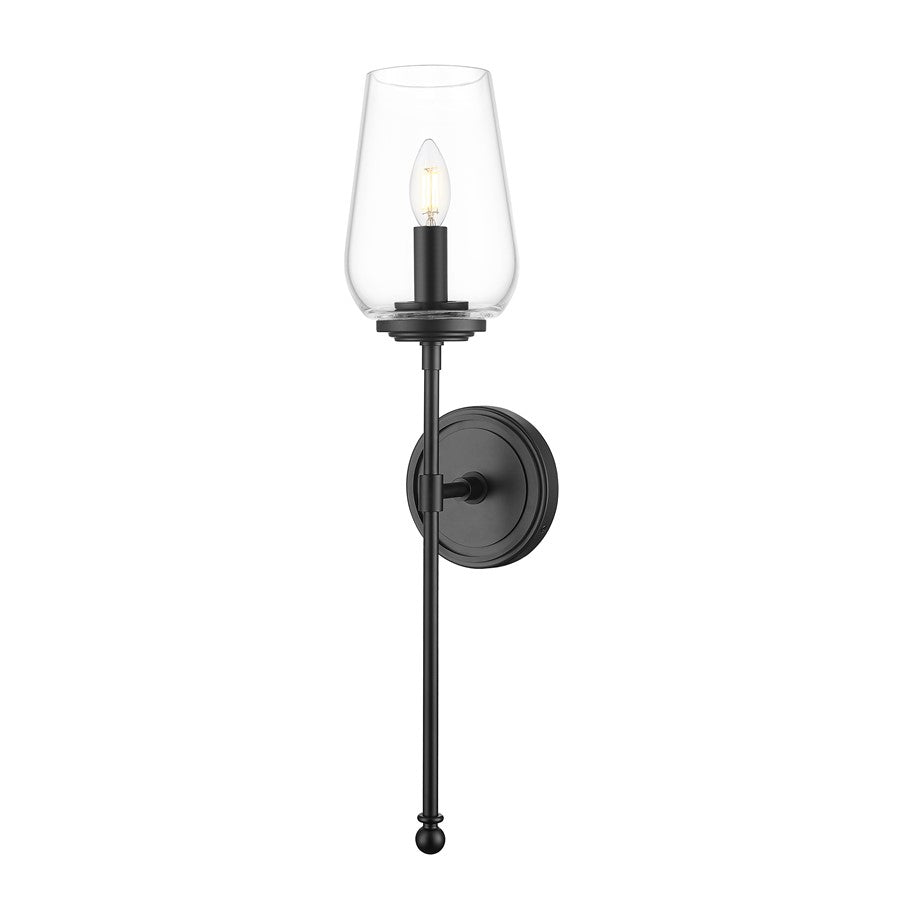 Z-Lite Dominique 1 Light Wall Sconce, Matte Black/Clear - 2012-1S-MB