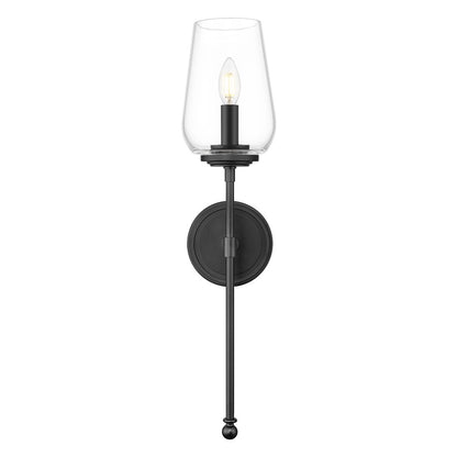 Z-Lite Dominique 1 Light Wall Sconce, Matte Black/Clear