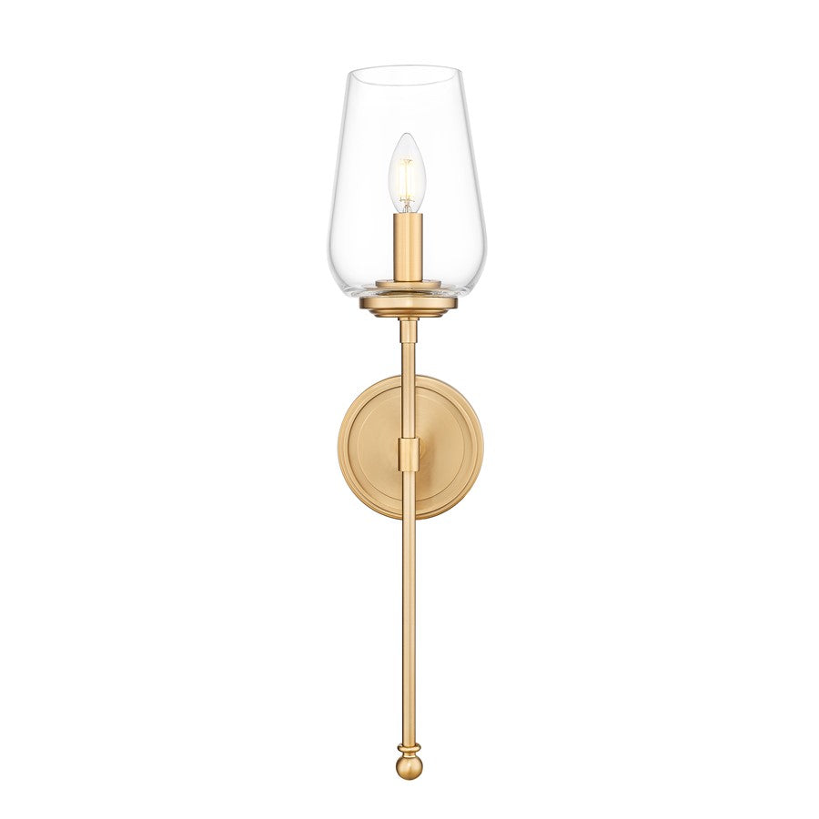 Z-Lite Dominique 1 Light Wall Sconce, Modern Gold/Clear