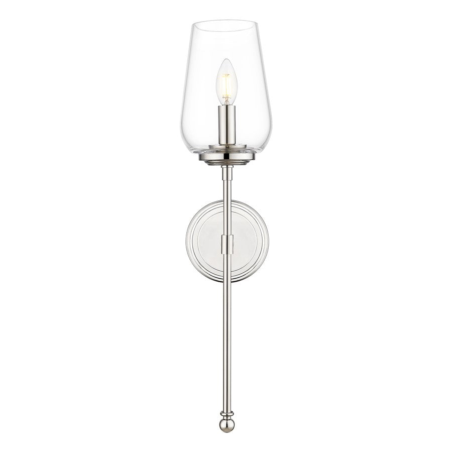 Z-Lite Dominique 1 Light Wall Sconce, Polished Nickel/Clear