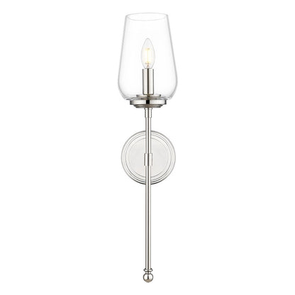 Z-Lite Dominique 1 Light Wall Sconce, Polished Nickel/Clear