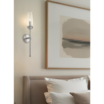 Z-Lite Clara 1 Light Wall Sconce, Brushed Nickel/Clear