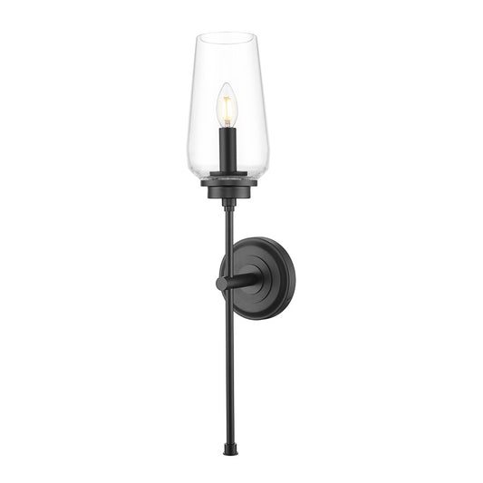 Z-Lite Clara 1 Light Wall Sconce, Matte Black/Clear - 2013-1S-MB