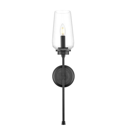Z-Lite Clara 1 Light Wall Sconce, Matte Black/Clear