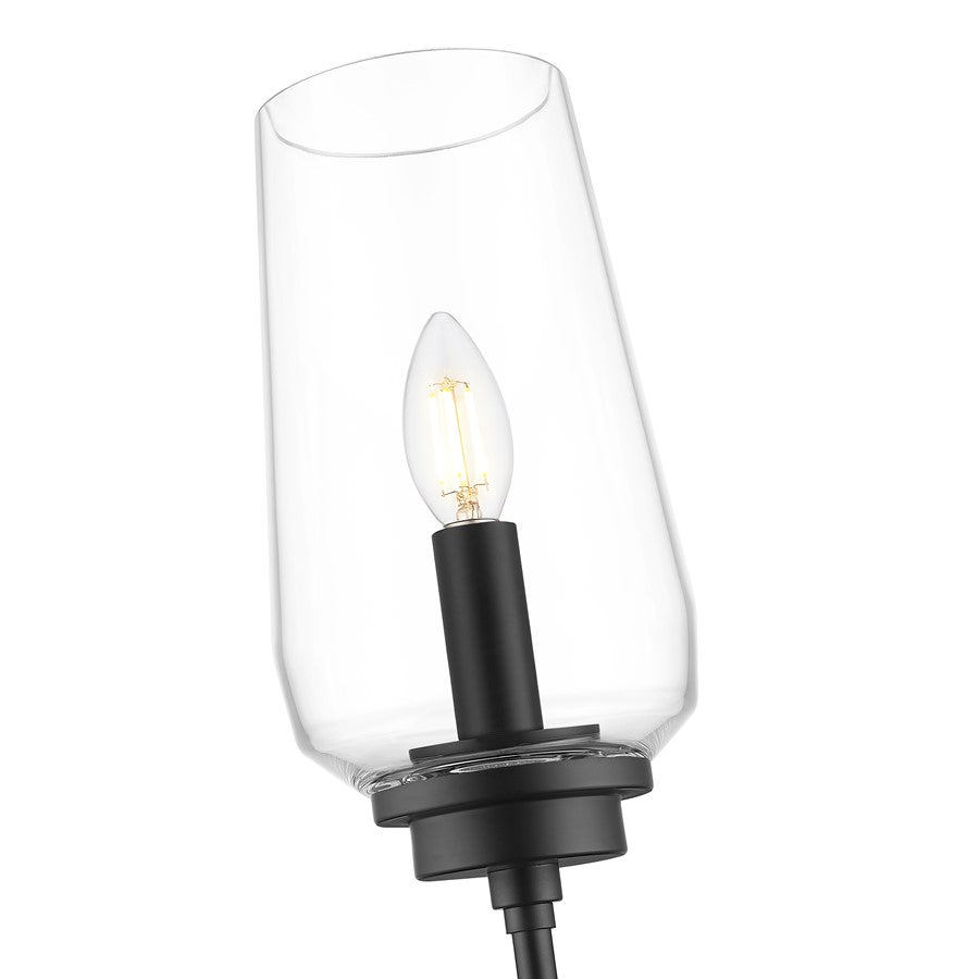 Z-Lite Clara 1 Light Wall Sconce, Matte Black/Clear