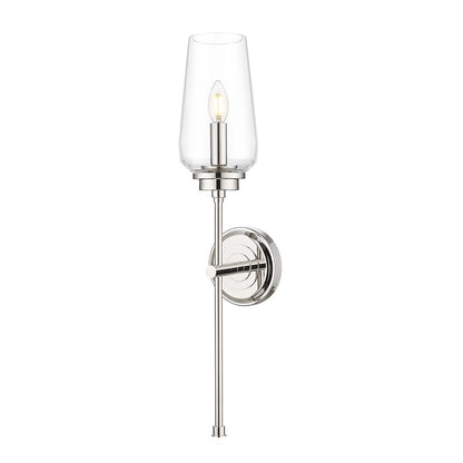 Z-Lite Clara 1 Light Wall Sconce, Polished Nickel/Clear - 2013-1S-PN