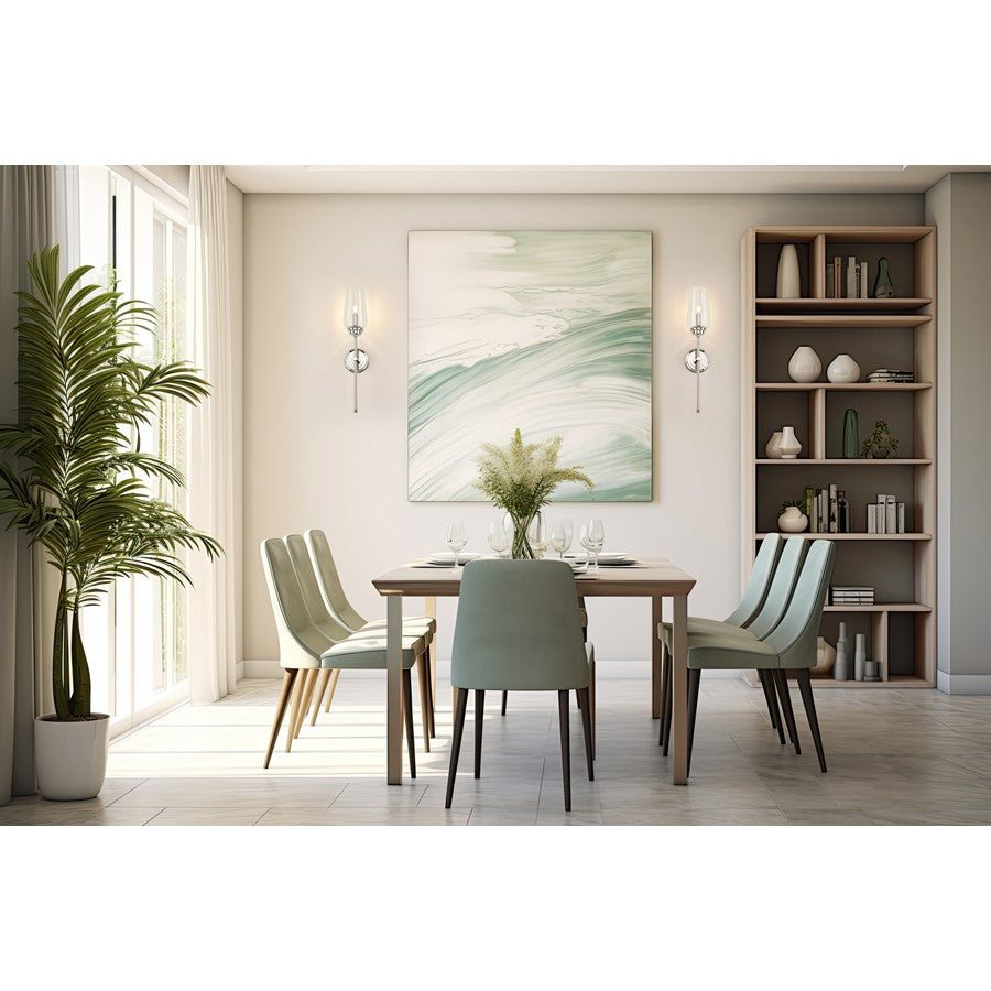 Z-Lite Clara 1 Light Wall Sconce, Polished Nickel/Clear