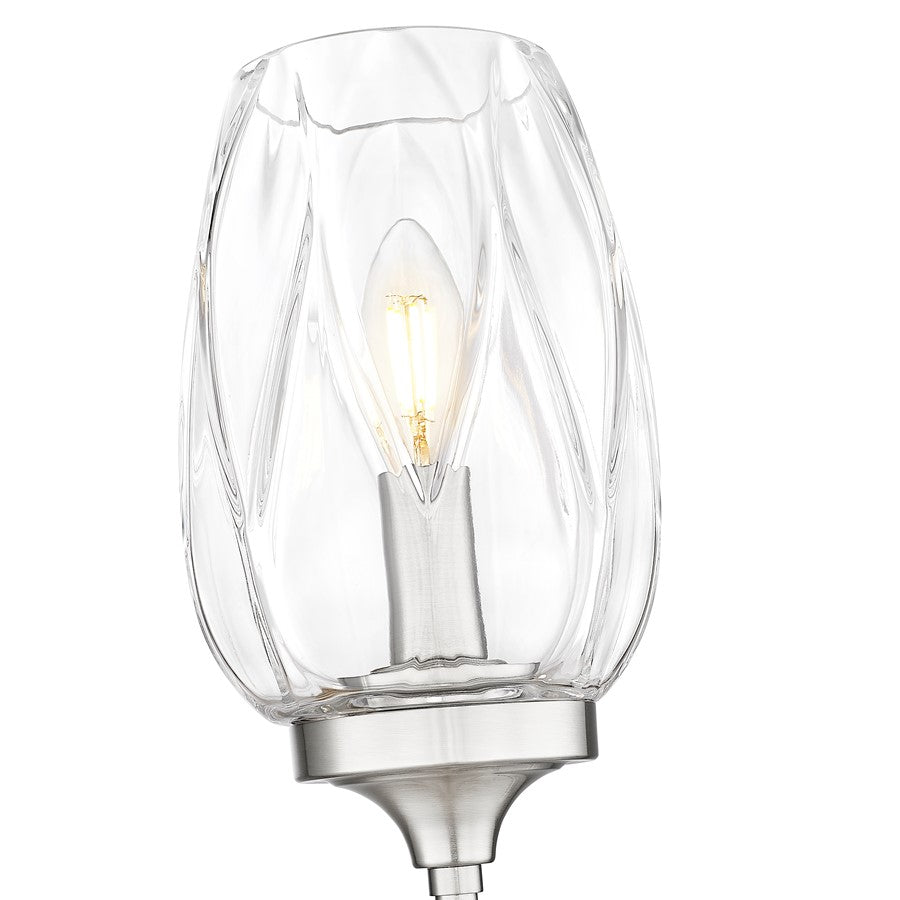 Z-Lite Cassian 1 Light Wall Sconce, Brushed Nickel/Clear